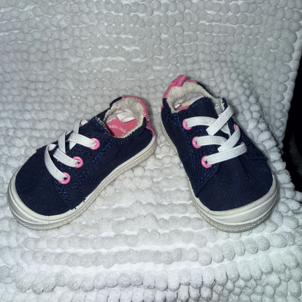 Wonder Nation Navy and Pink Toddler Sneakers